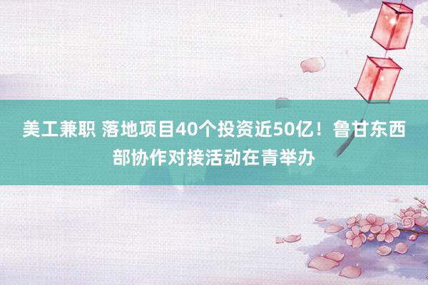 美工兼职 落地项目40个投资近50亿！鲁甘东西部协作对接活动在青举办